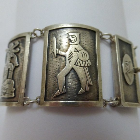 Casa Prieto Mexico 900 Silver Panel Bracelet Mayan - Picture 10 of 12